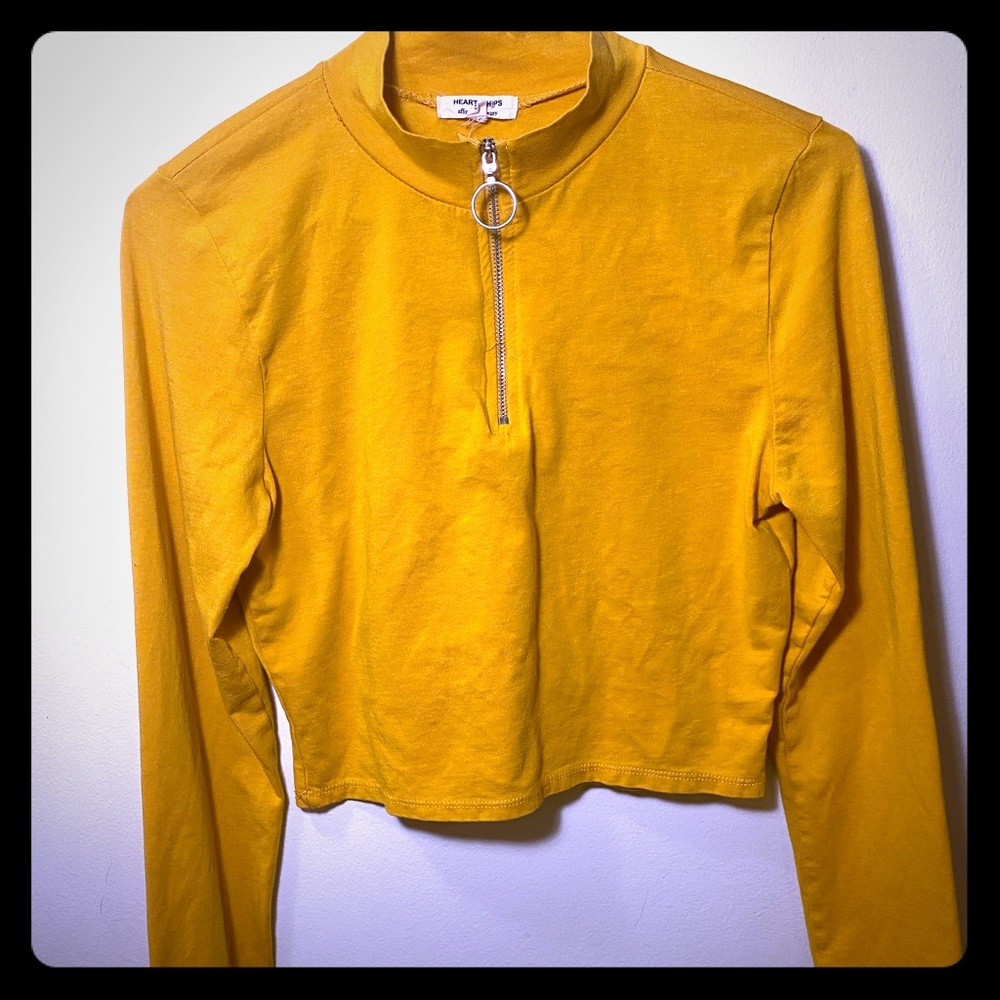 Yellow long sleeve crop top